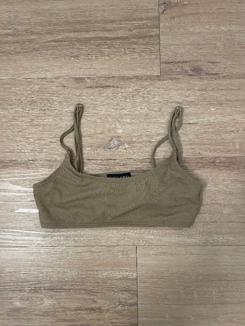 JLUXLABEL Olive Ribbed Bikini Top